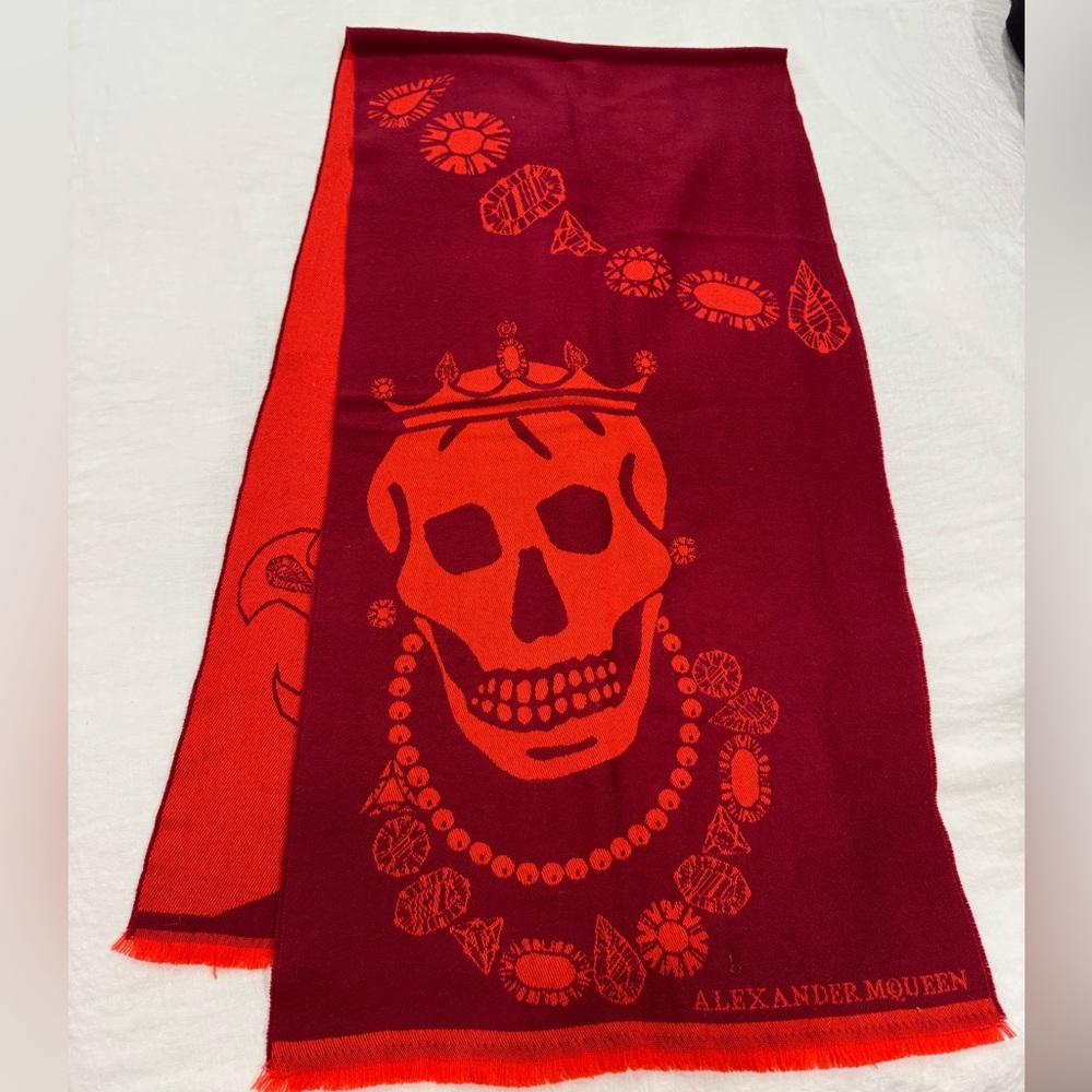 Alexander McQueen Red Skull Scarf